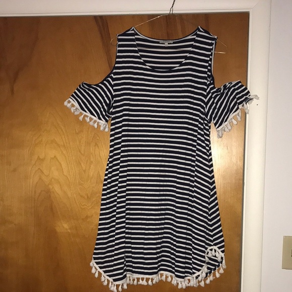 Striped Cold Shoulder Dress - Picture 1 of 1
